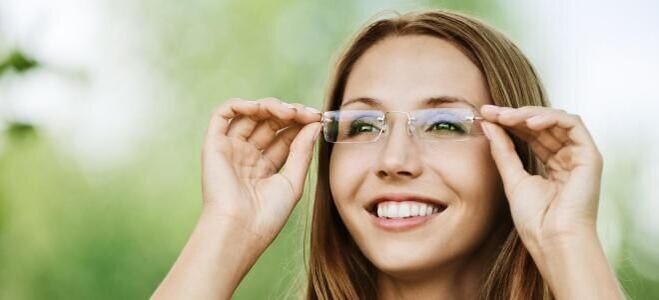 Glasses help to improve vision with myopia and foresight